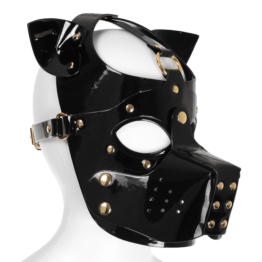 Black Pup Hood Mask with Muzzle by Fetish Pleasure Play