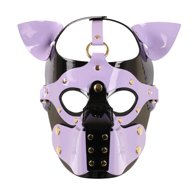Purple Pup Hood Mask with Muzzle by Fetish Pleasure Play