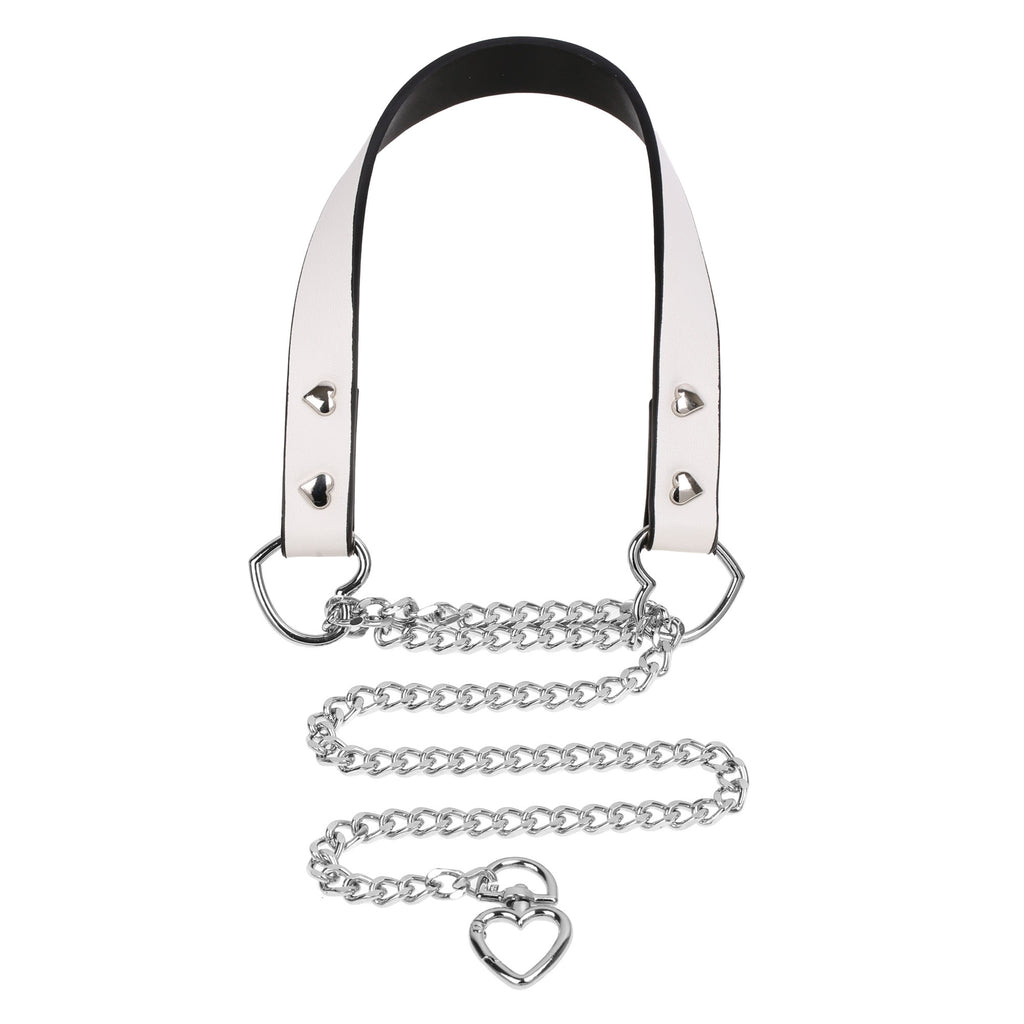 White Martingale Collar Choker with Heart Clasp by Fetish Pleasure Play