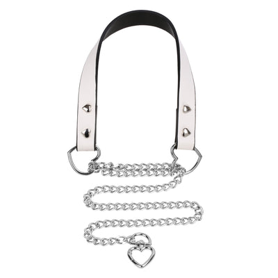 White Martingale Collar Choker with Heart Clasp by Fetish Pleasure Play