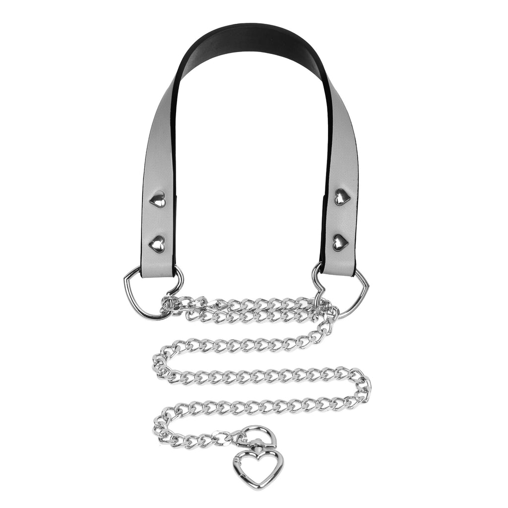 Silver Martingale Collar Choker with Heart Clasp by Fetish Pleasure Play