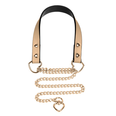 Gold Martingale Collar Choker with Heart Clasp by Fetish Pleasure Play