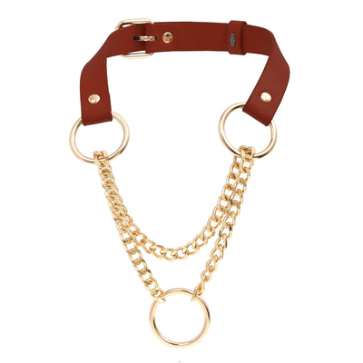 Marsala Red Martingale Slip Chain Choker Collar by Fetish Pleasure Play