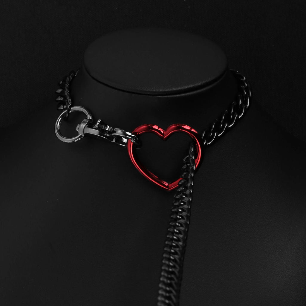 Red Heart Layered Slip Chain Choker Day Collar by LoveLinks
