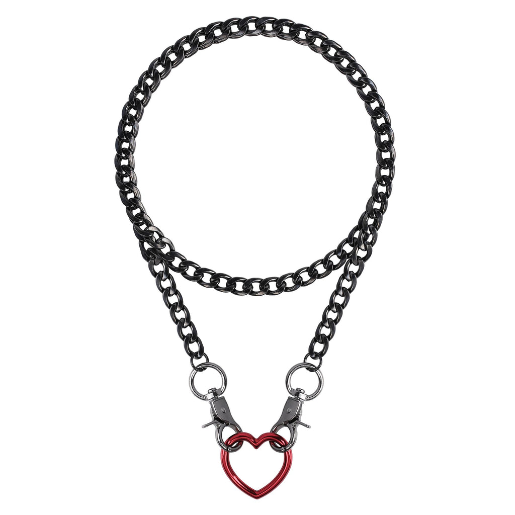Red Heart Layered Slip Chain Choker Day Collar by LoveLinks