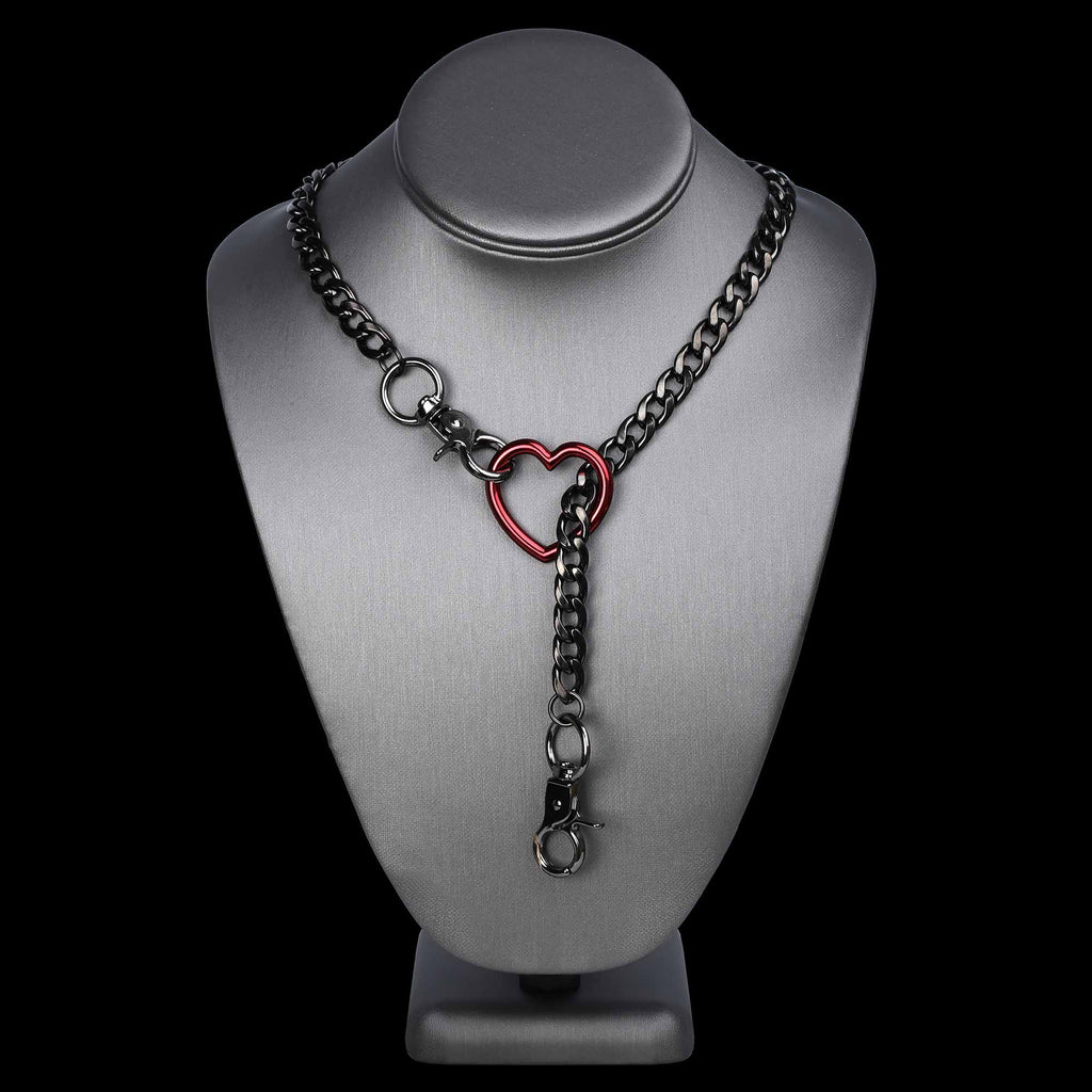 Red Heart Layered Slip Chain Choker Day Collar by LoveLinks