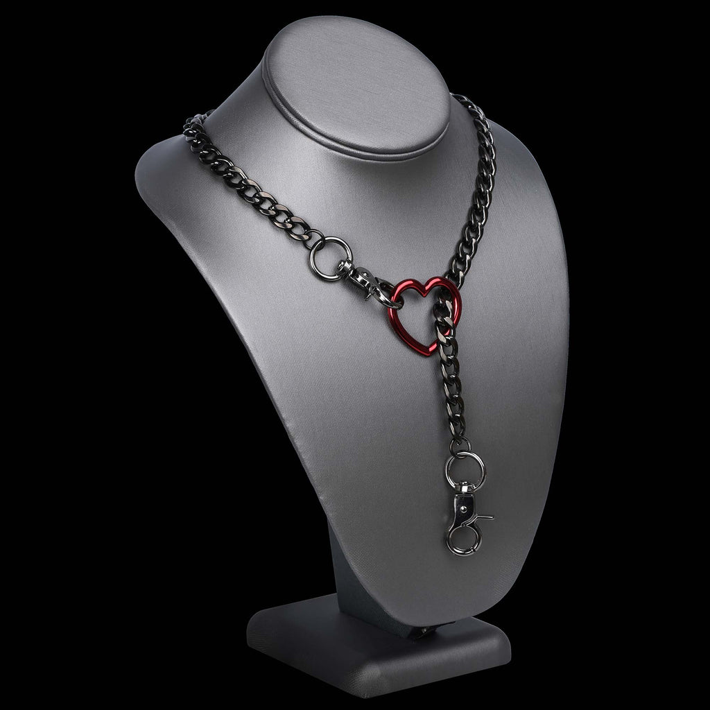 Red Heart Layered Slip Chain Choker Day Collar by LoveLinks