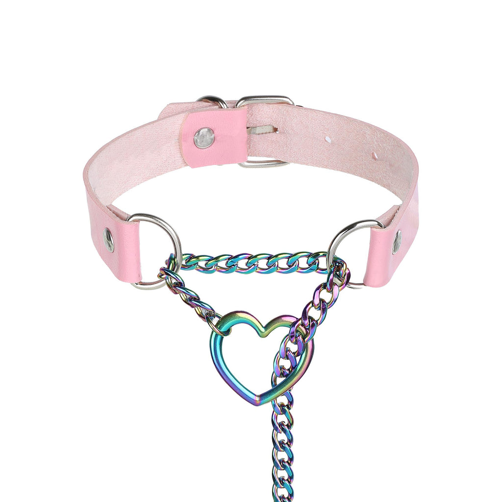 Anodized Hearts Vegan Leather Martingale Day Collar by LoveLinks
