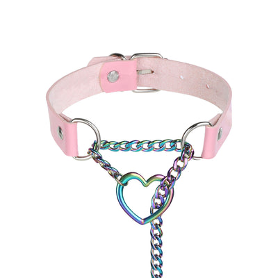 Anodized Hearts Vegan Leather Martingale Day Collar by LoveLinks