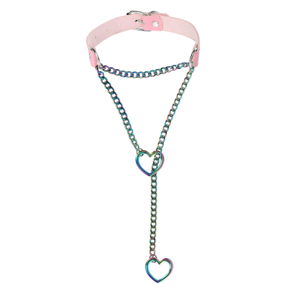 Anodized Hearts Vegan Leather Martingale Day Collar by LoveLinks
