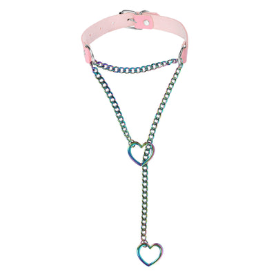 Anodized Hearts Vegan Leather Martingale Day Collar by LoveLinks