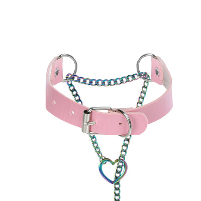 Anodized Hearts Vegan Leather Martingale Day Collar by LoveLinks