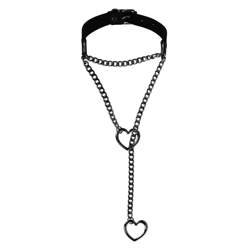 Black Hearts Vegan Leather Martingale Day Collar by LoveLinks