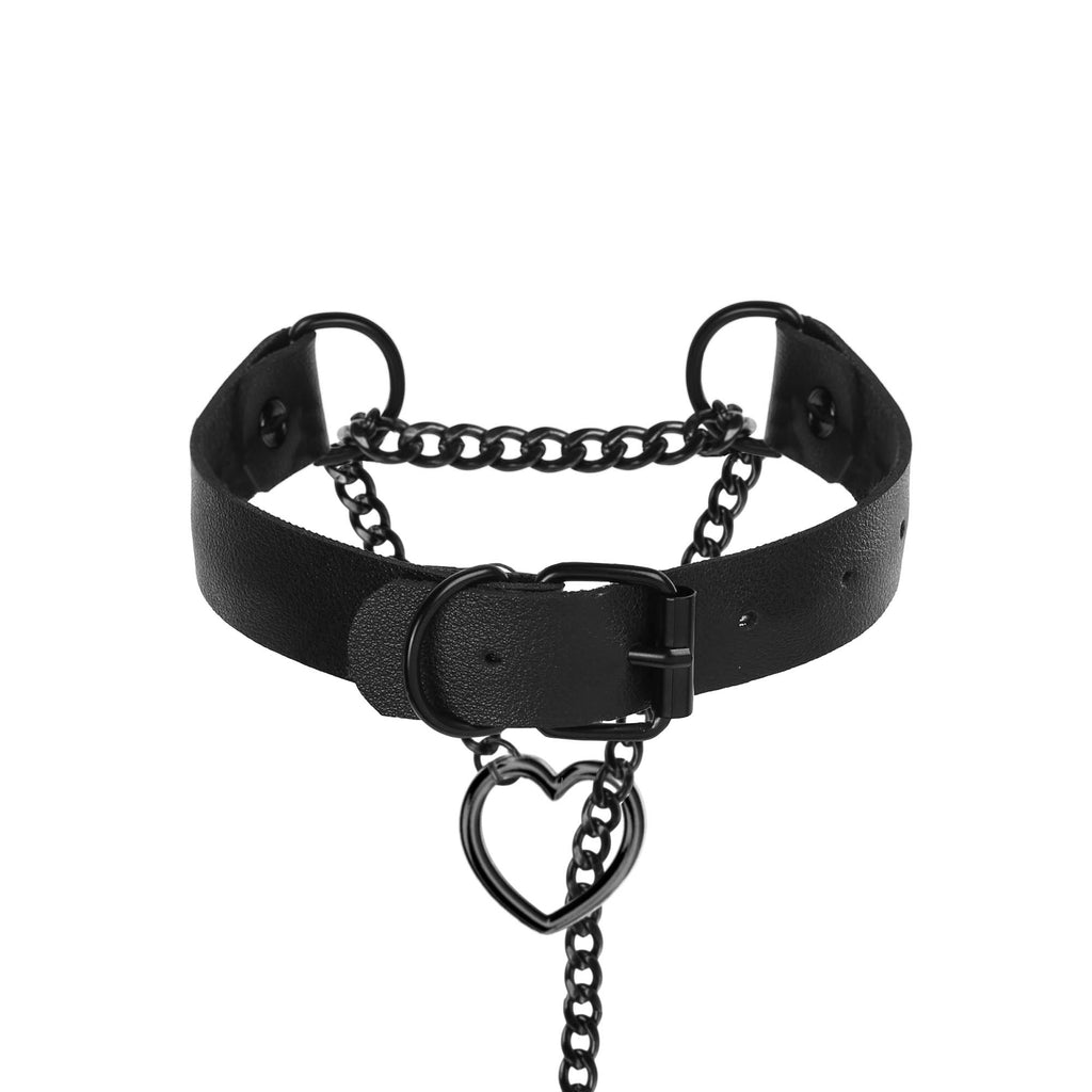 Black Hearts Vegan Leather Martingale Day Collar by LoveLinks