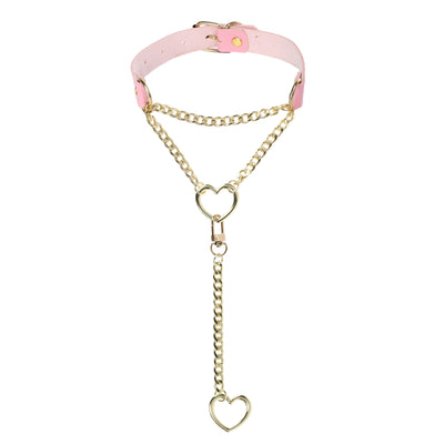 Pink Vegan Leather Martingale Heart Day Collar by LoveLinks