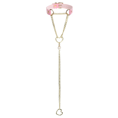 Pink Vegan Leather Martingale Heart Day Collar by LoveLinks