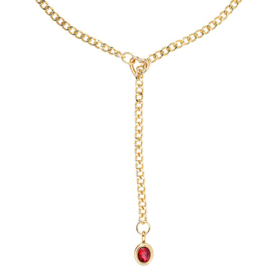 Red Pendant Layered Y-Necklace with Heart Clasp in Gold by LoveLinks