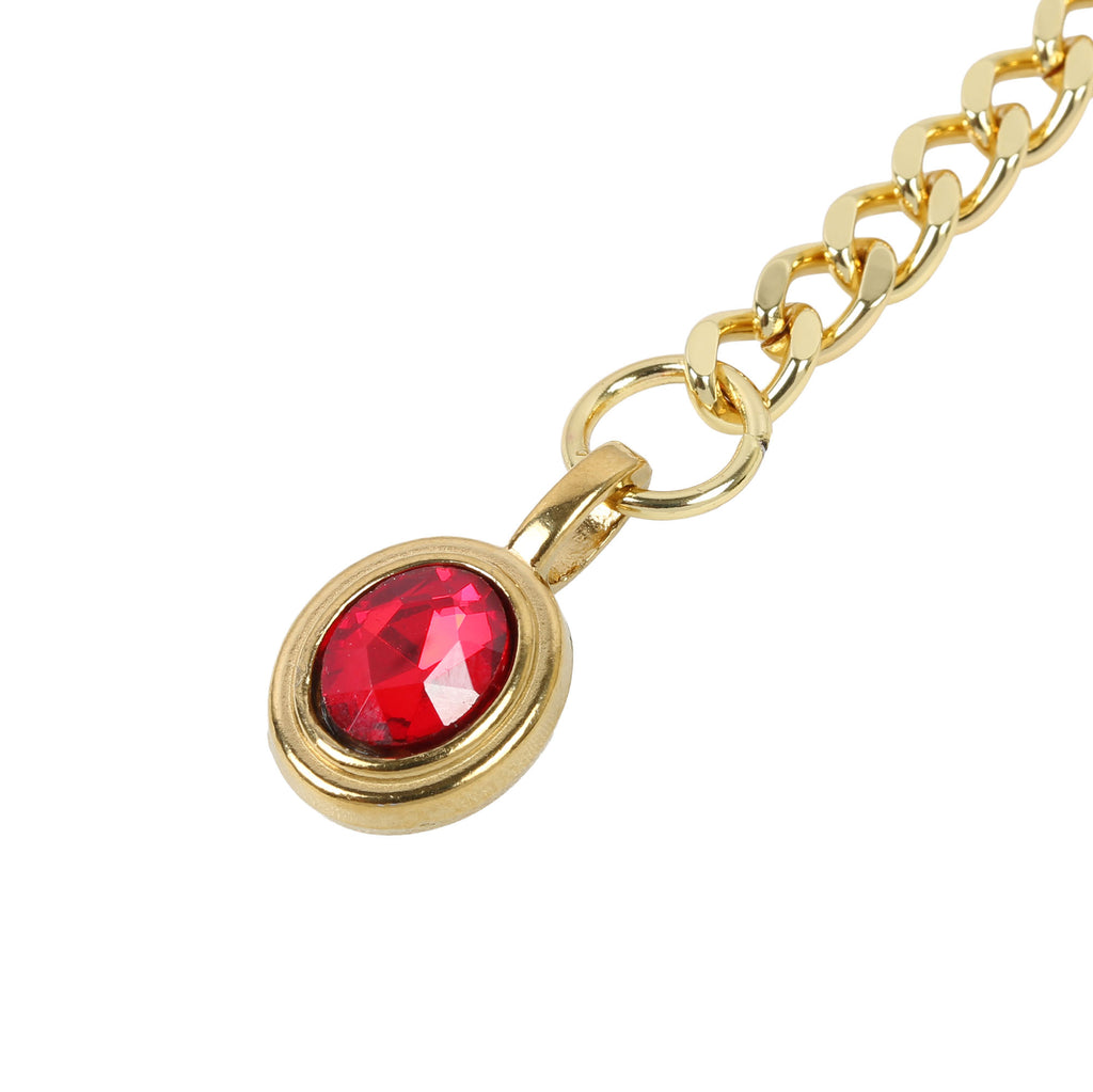 Red Pendant Layered Y-Necklace with Heart Clasp in Gold by LoveLinks