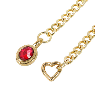 Red Pendant Layered Y-Necklace with Heart Clasp in Gold by LoveLinks