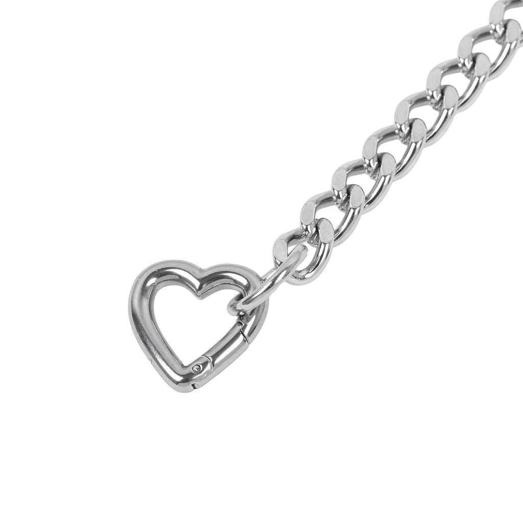 Red Crystal Layered Y-Necklace with Heart Clasp in Silver by LoveLinks