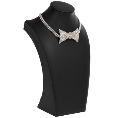 Sparkling Rhinestone Bowtie Collar Choker Necklace in Gold