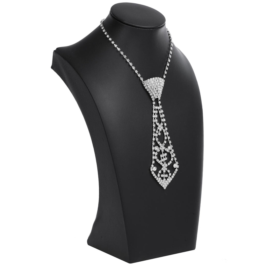 Rhinestone Necktie Necklace - Sparkling Neck Tie Choker Pendant