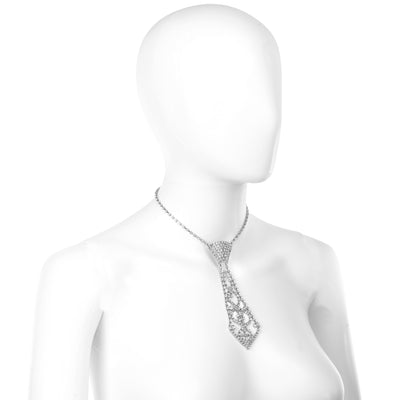 Rhinestone Necktie Necklace - Sparkling Neck Tie Choker Pendant