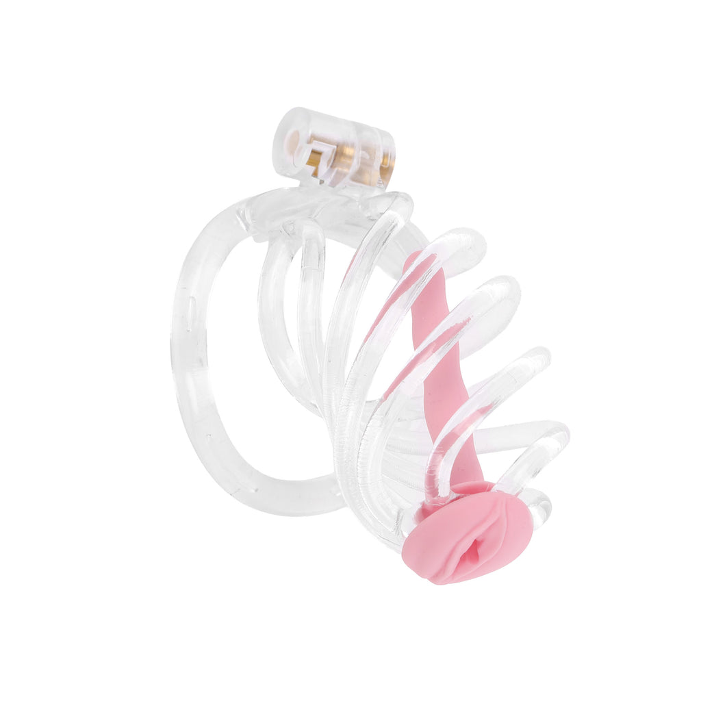 Clear Swirl Male Chastity Cage with Plug by Fetish Pleasure Play