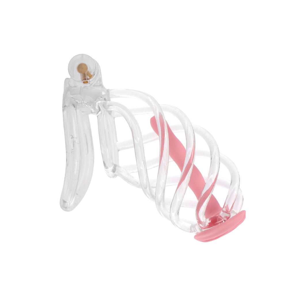 Clear Swirl Male Chastity Cage with Plug by Fetish Pleasure Play