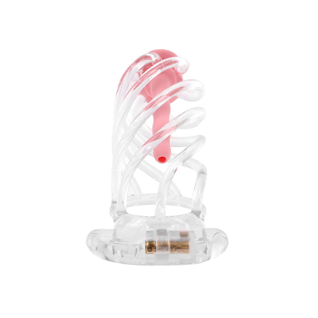 Clear Swirl Male Chastity Cage with Plug by Fetish Pleasure Play