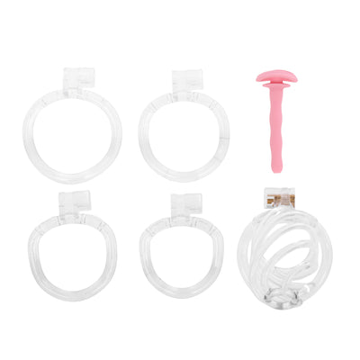 Clear Swirl Male Chastity Cage with Plug by Fetish Pleasure Play