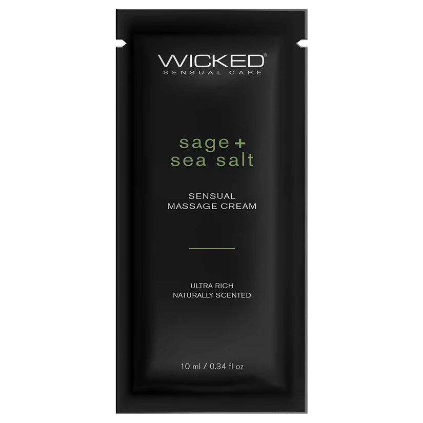 Sage + Sea Salt Scented Massage Cream By Wicked Sensual Care, 10ml