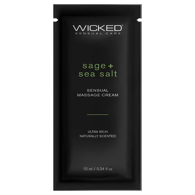 Sage + Sea Salt Scented Massage Cream By Wicked Sensual Care, 10ml