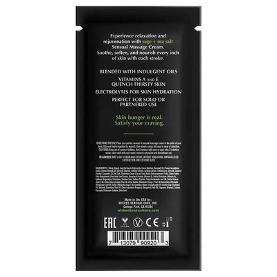 Sage + Sea Salt Scented Massage Cream By Wicked Sensual Care, 10ml