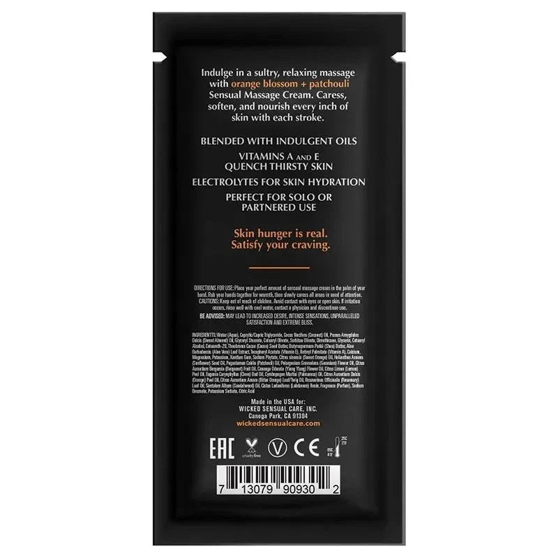 Orange Blossom + Patchouli Scented Massage Cream By Wicked Sensual Care, 10ml