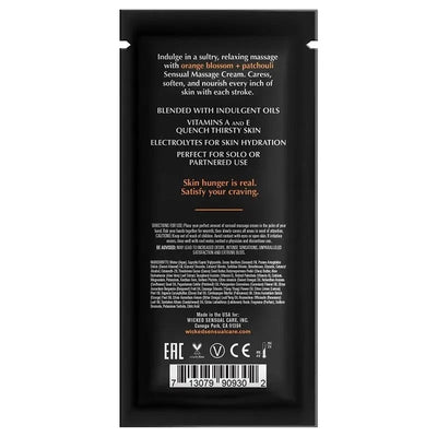 Orange Blossom + Patchouli Scented Massage Cream By Wicked Sensual Care, 10ml