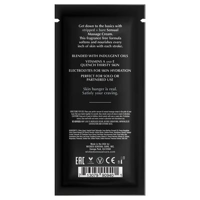 Stripped + Bare Unscented Massage Cream By Wicked Sensual Care, 10ml