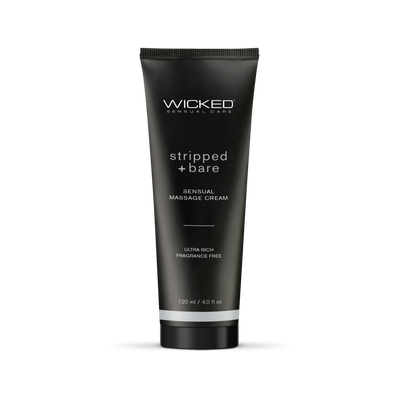 Stripped + Bare Unscented Massage Cream By Wicked Sensual Care, 4oz