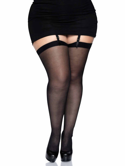 Black Sheer Thigh High Queen One Size