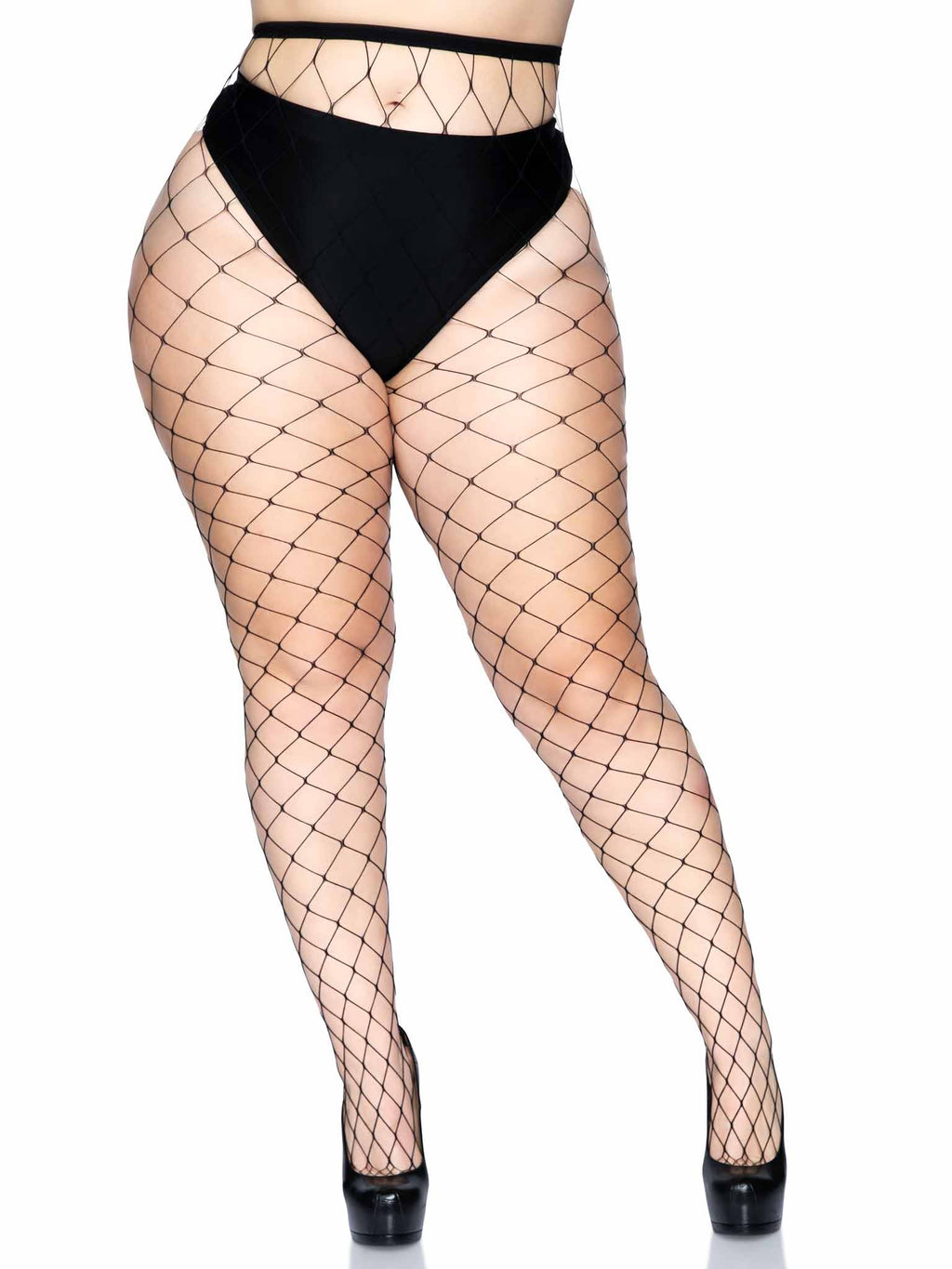 Black Fence Net Tights Queen O/S