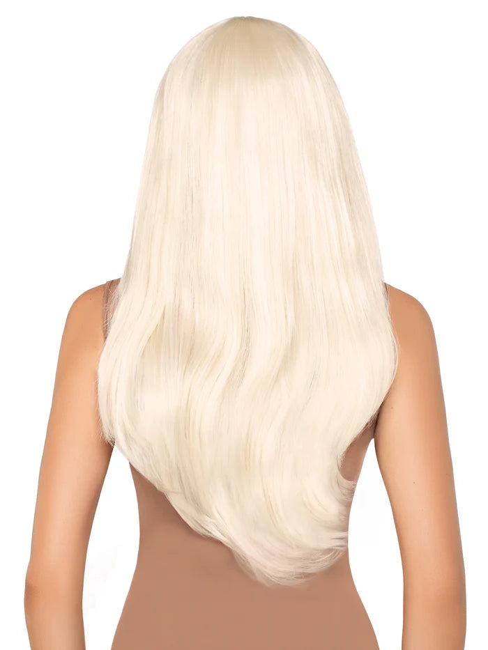 25 Inch Long Straight Wig with Bangs in Blonde, One Size