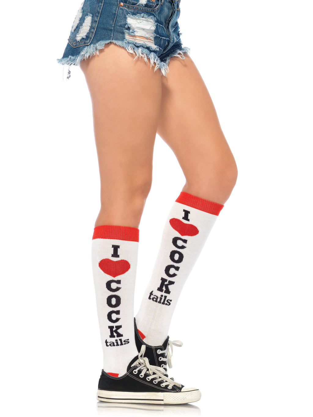 White I Love Cocktails Knee Socks One Size