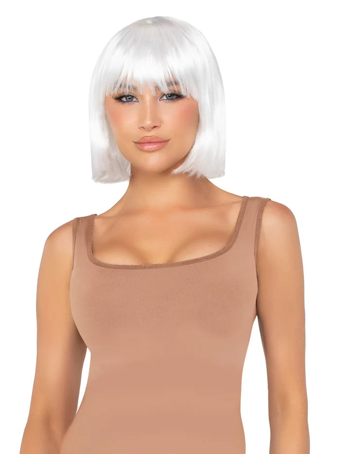13 Inch Short Natural Bob Wig in White, One Size
