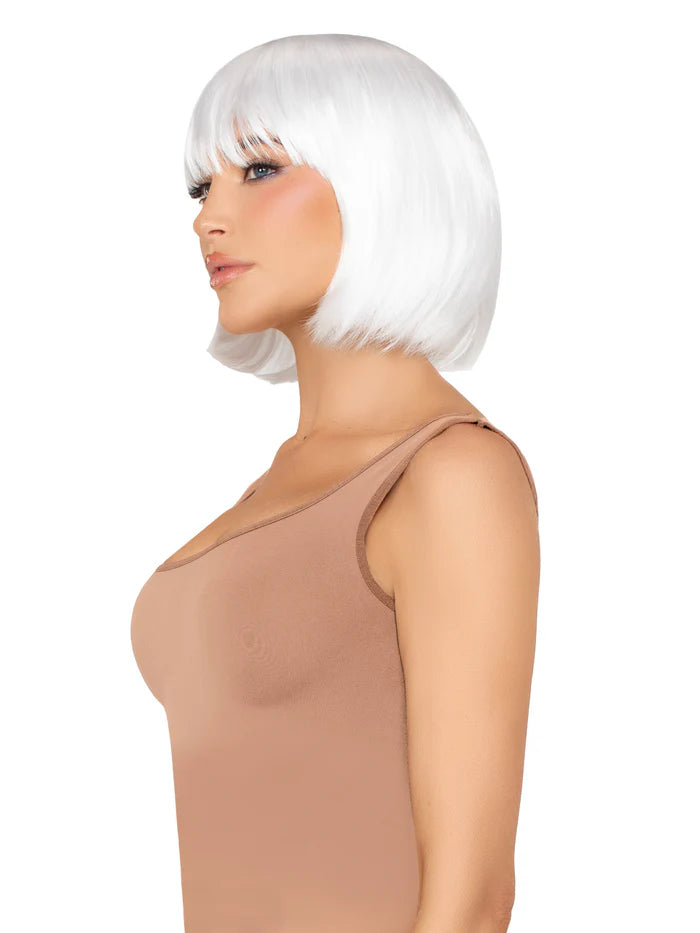 13 Inch Short Natural Bob Wig in White, One Size
