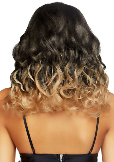 18 Inch Curly Ombre Long Bob Wig in Blonde/Brown, One Size