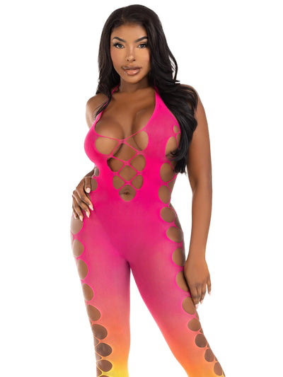 Sexy Sunset Ombre Lingerie Bodystocking | Seamless, Footless Bodysuit, One Size