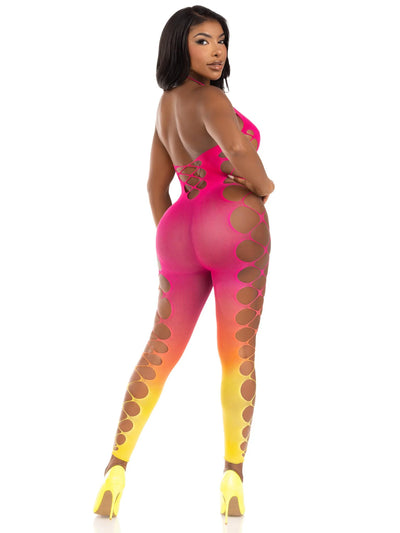 Sexy Ombre Lingerie Jumpsuit | Seamless, Footless Bodysuit, Sunset, One Size
