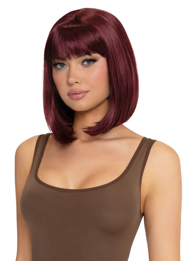 13 Inch Angled Bob Wig in Burgundy, One Size