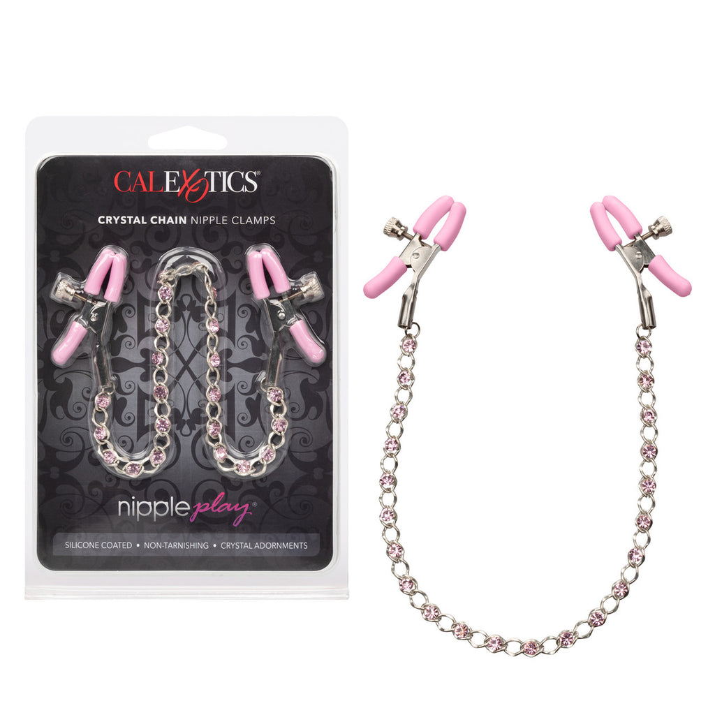 Nipple Play Pink Crystal Chain Nipple Clamps