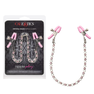 Nipple Play Pink Crystal Chain Nipple Clamps